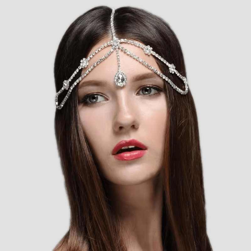 Crystal Drop Headpiece Wedding Hair Chain