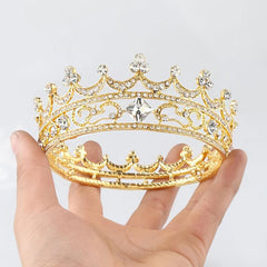 Alloy Crown Rhinestone Headband Tiara Queen Style Crown for Prom Party