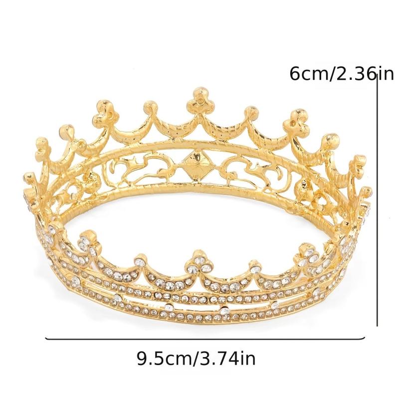Alloy Crown Rhinestone Headband Tiara Queen Style Crown for Prom Party