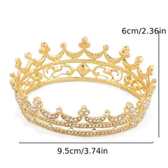 Alloy Crown Rhinestone Headband Tiara Queen Style Crown for Prom Party