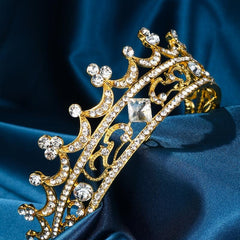 Alloy Crown Rhinestone Headband Tiara Queen Style Crown for Prom Party
