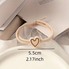 5pcs Love Heart Pattern Leather Band Hair Rope