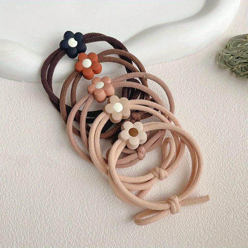 5pcs Love Heart Pattern Leather Band Hair Rope