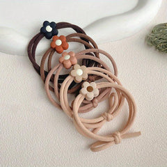 5pcs Love Heart Pattern Leather Band Hair Rope