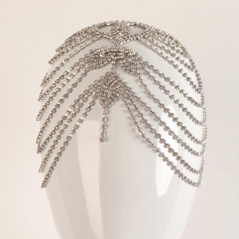 Rhinestone Hair Chain Jewelry Silver Headpiece Tassel Chain Headband