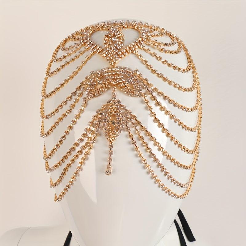 Rhinestone Hair Chain Jewelry Silver Headpiece Tassel Chain Headband