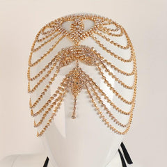 Rhinestone Hair Chain Jewelry Silver Headpiece Tassel Chain Headband