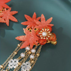 Flower Hairpin With Tassel Maple Leaf Hair Accessories