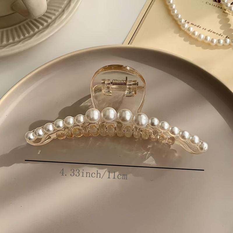 Ivory Pearl Hair Clip Bridal Claw Strong Hold Grip Hair Jaw Clip