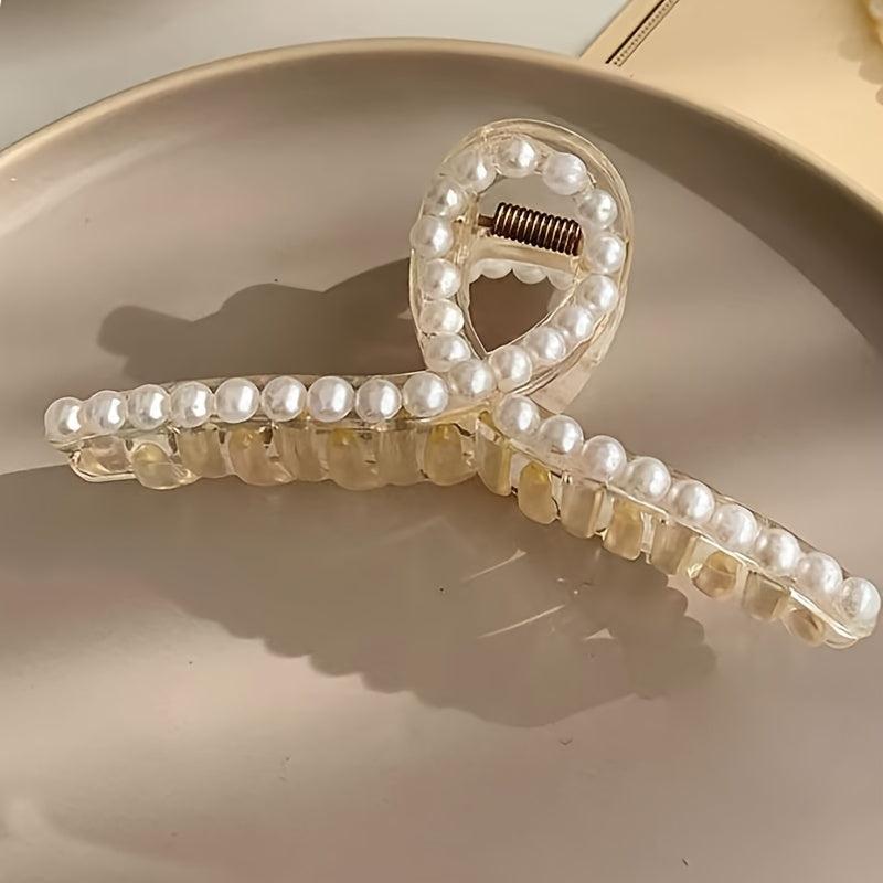 Ivory Pearl Hair Clip Bridal Claw Strong Hold Grip Hair Jaw Clip