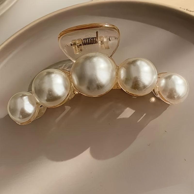 Ivory Pearl Hair Clip Bridal Claw Strong Hold Grip Hair Jaw Clip