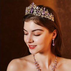 3PC Wedding Jewelry Set Necklace Earrings Crown Bridal Accessory