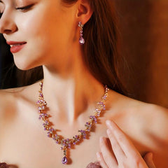 3PC Wedding Jewelry Set Necklace Earrings Crown Bridal Accessory