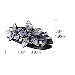4pcs Rhinestone Flower Hair Clip Crystal Hairpin Non Slip Women Barrette