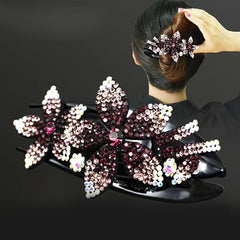 4pcs Rhinestone Flower Hair Clip Crystal Hairpin Non Slip Women Barrette