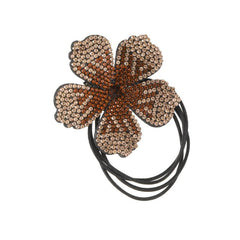 Flower Decor Hair Tie Non Slip Rhinestone Scrunchie Ponytail Holder