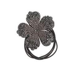Flower Decor Hair Tie Non Slip Rhinestone Scrunchie Ponytail Holder