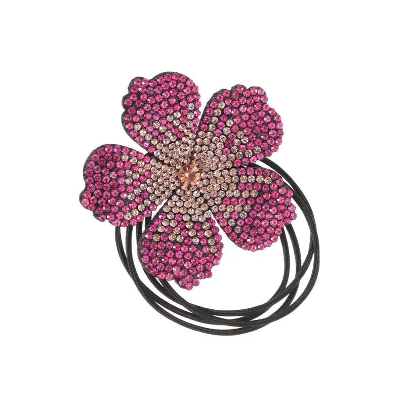 Flower Decor Hair Tie Non Slip Rhinestone Scrunchie Ponytail Holder