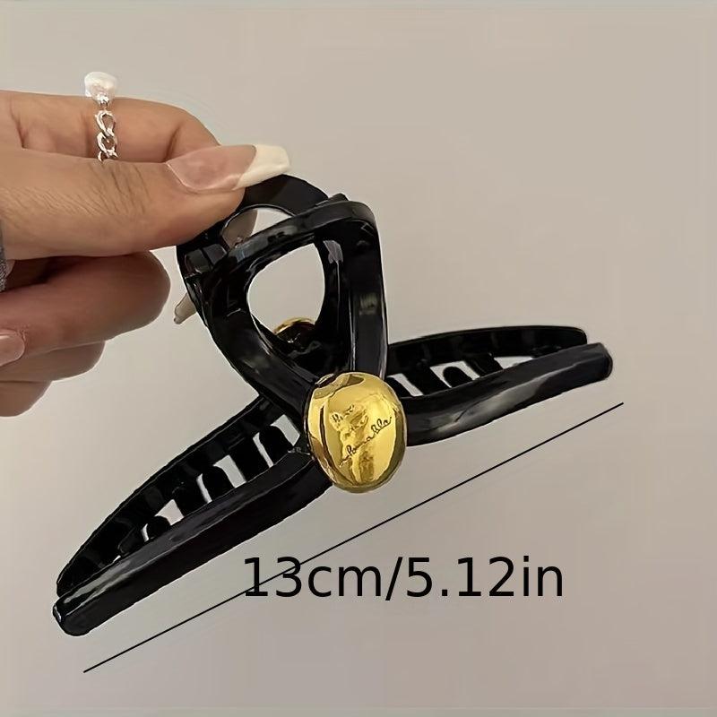 Golden Round Decor Hair Claw Clip Non-slip Ponytail Holder Women Girl Hair Claw