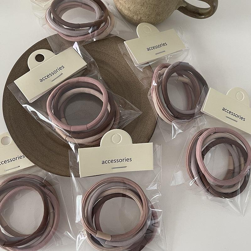 5pcs Solid Hair Tie Ponytail Elastic Rubber Band Hair Accessories