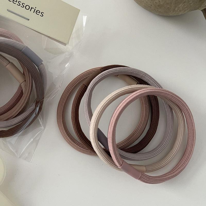 5pcs Solid Hair Tie Ponytail Elastic Rubber Band Hair Accessories