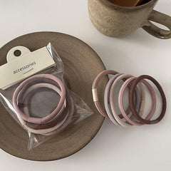 5pcs Solid Hair Tie Ponytail Elastic Rubber Band Hair Accessories