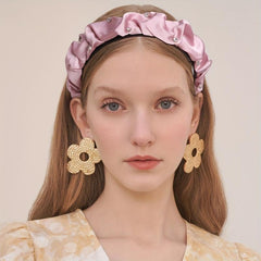 Pleated Satin Headband with Rhinestone Decor - Hair Hoop Style for Women Girls