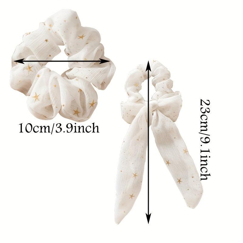 2pcs Glitter Star Chiffon Scrunchies Hair Tie Ponytail Holder