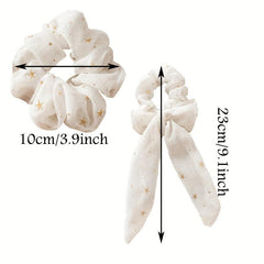 2pcs Glitter Star Chiffon Scrunchies Hair Tie Ponytail Holder