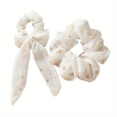 2pcs Glitter Star Chiffon Scrunchies Hair Tie Ponytail Holder