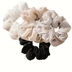 2pcs Glitter Star Chiffon Scrunchies Hair Tie Ponytail Holder