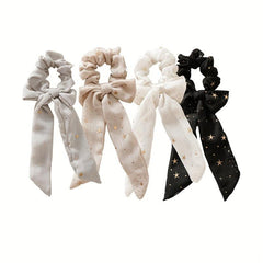 2pcs Glitter Star Chiffon Scrunchies Hair Tie Ponytail Holder