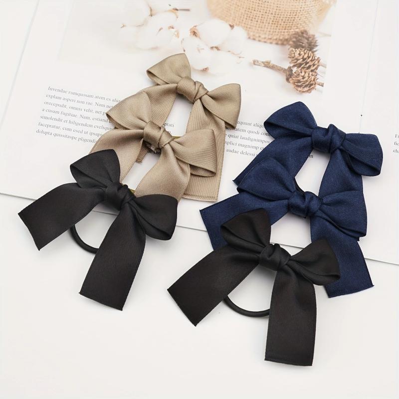 Long Bow Decor Hair Tie Elastic Ponytail Holder Hair Accessories