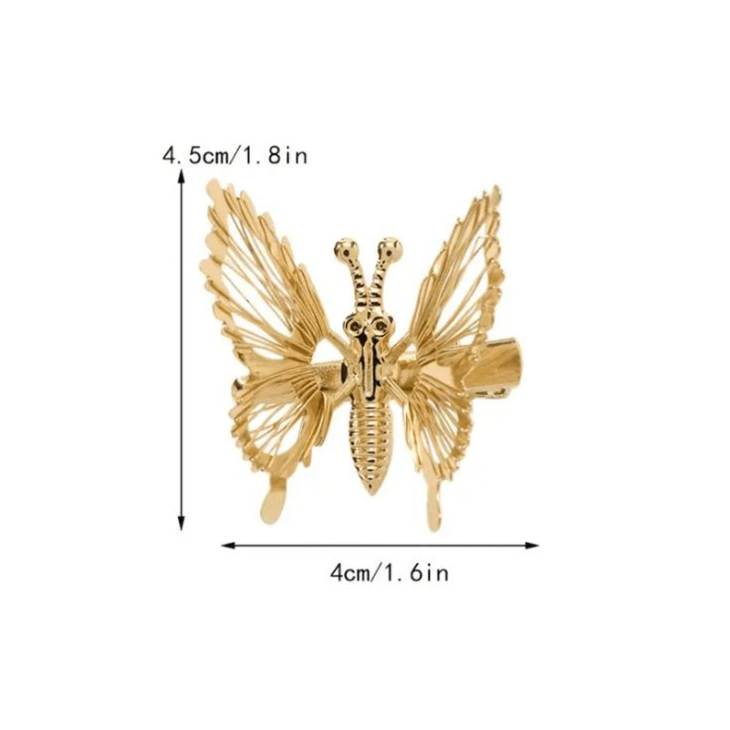 2pcs Butterfly Hair Clip Golden Silvery Hair Accessories For Women