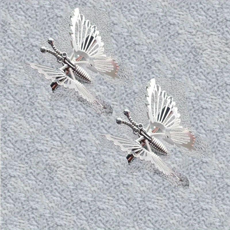 2pcs Butterfly Hair Clip Golden Silvery Hair Accessories For Women