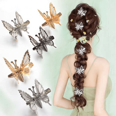 2pcs Butterfly Hair Clip Golden Silvery Hair Accessories For Women