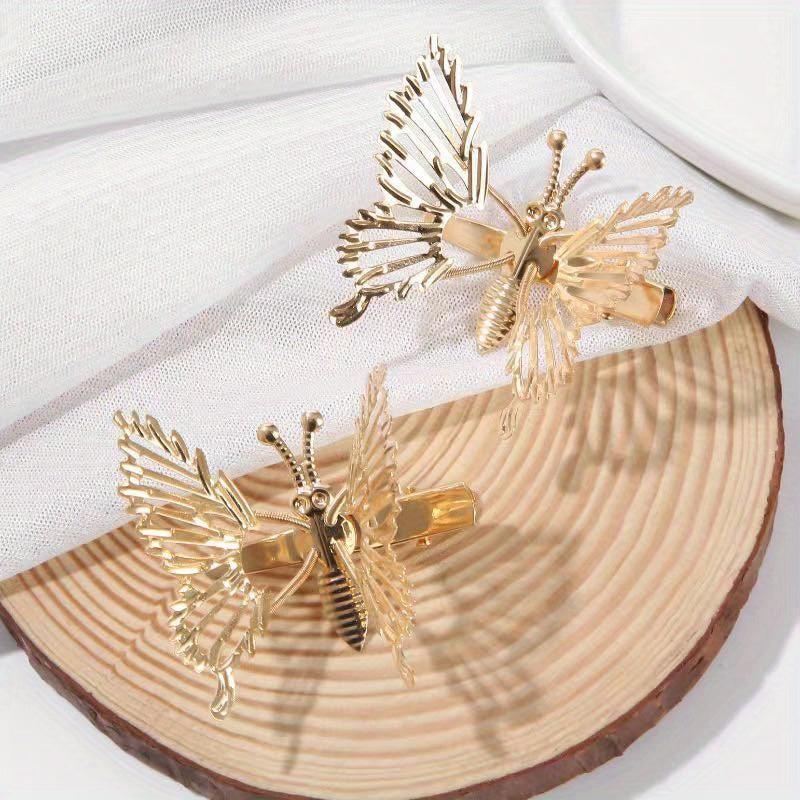 2pcs Butterfly Hair Clip Golden Silvery Hair Accessories For Women