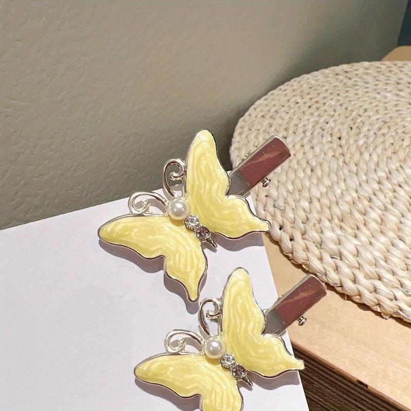 2pcs Butterfly Hair Claw Pearl Decor Clip for Women Girls Hair Bang Braids