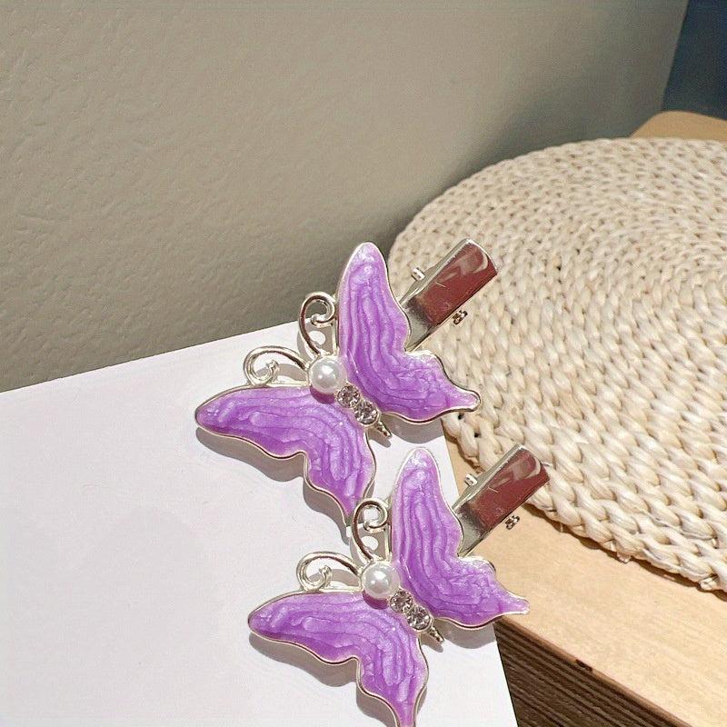2pcs Butterfly Hair Claw Pearl Decor Clip for Women Girls Hair Bang Braids