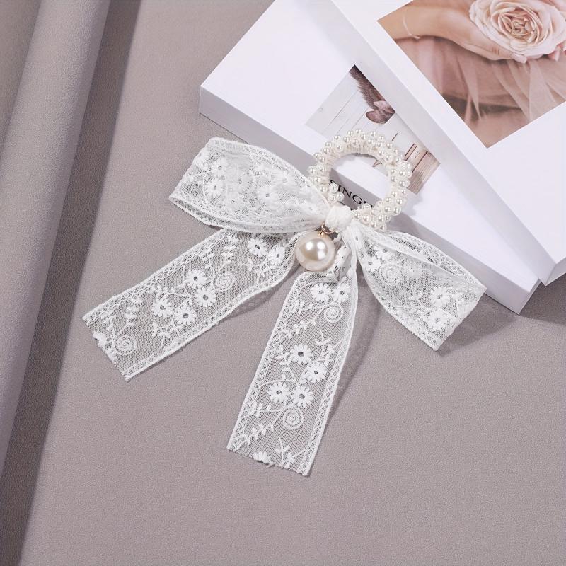 Sweet Floral Embroidered Hair Scrunchie