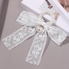 Sweet Floral Embroidered Hair Scrunchie