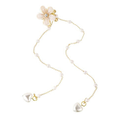 Sweet Jelly Flower Hair Clip With Chain Faux Pearl Tassel Hair Claw
