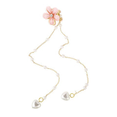 Sweet Jelly Flower Hair Clip With Chain Faux Pearl Tassel Hair Claw