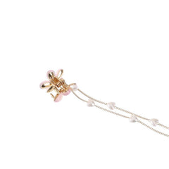 Sweet Jelly Flower Hair Clip With Chain Faux Pearl Tassel Hair Claw