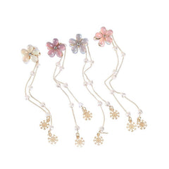 Sweet Jelly Flower Hair Clip With Chain Faux Pearl Tassel Hair Claw