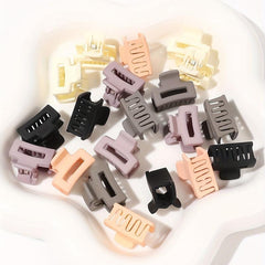 6pcs Small Hair Claw Solid Hollow Rectangle Shaped Nonslip P