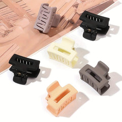 6pcs Small Hair Claw Solid Hollow Rectangle Shaped Nonslip P
