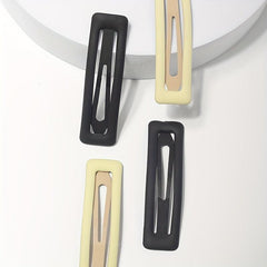 4pcs Matte Snap Clip Rectangle Shaped Hair Clip for Women Girls