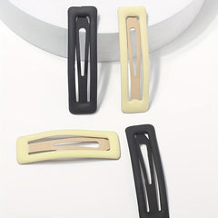 4pcs Matte Snap Clip Rectangle Shaped Hair Clip for Women Girls