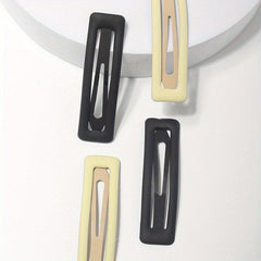 4pcs Matte Snap Clip Rectangle Shaped Hair Clip for Women Girls
